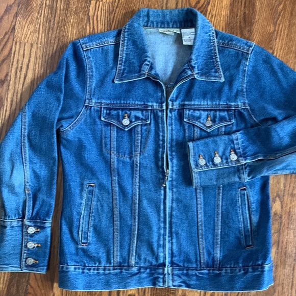 BILL BLASS | Vintage (80s) Jean Jacket w/ Zipper and Deep 3-button Cuffs | Sz M - Picture 6 of 10